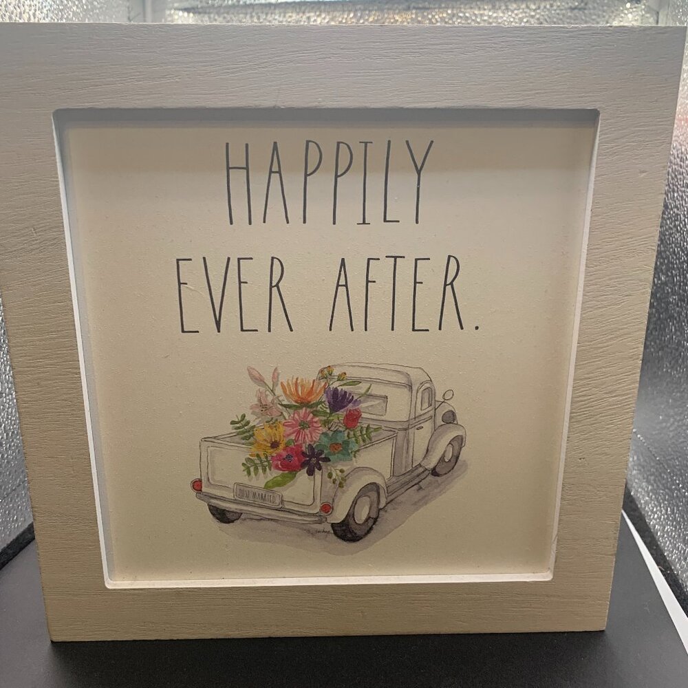 RAE DUNN Happily Ever After Wooden 10 x 10 Sign